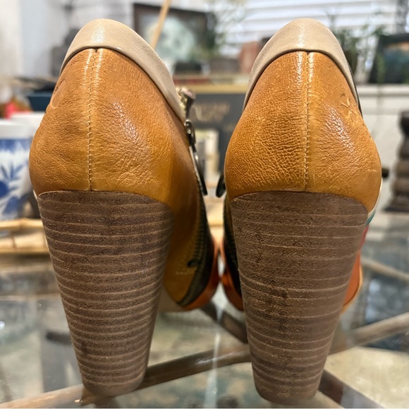 Vintage Lucky Brand colorful Peep-Toe Ankle Boots size 6.5 - Picture 5 of 11